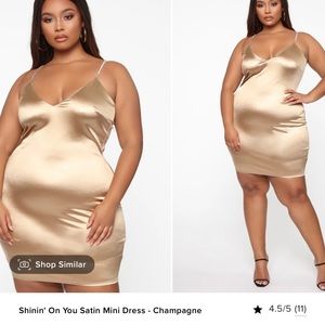 Fashion Nova - Shinin’ On You Satin Mini Dress: Champagne